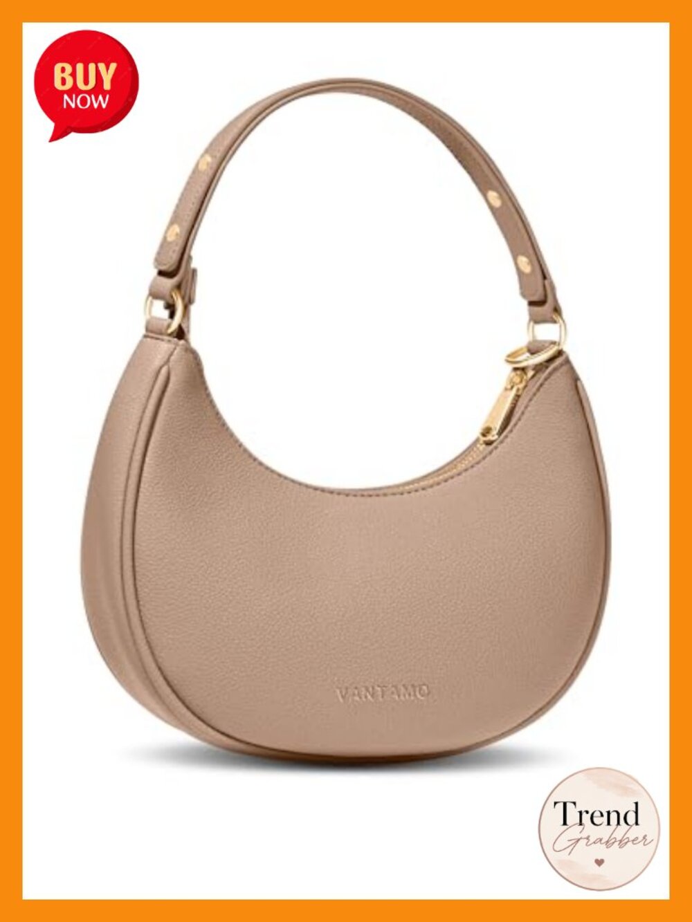 Half Moon Clutch Wristlet PU Leather RFID Anti-Theft Adjustable Strap